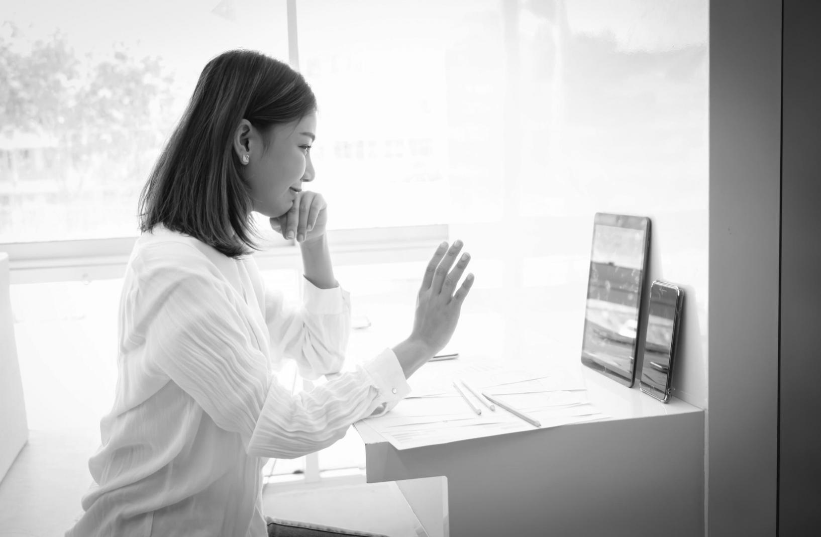 Consultant reviewing website analytics data on a screen
